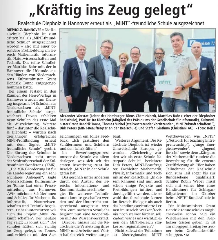 MINT Ehrung Kreiszeitung 2019 09 20